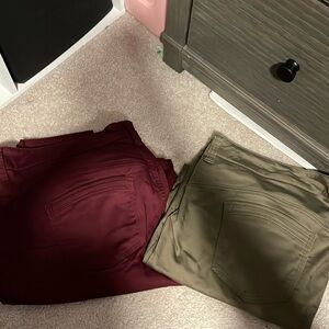 Celebrity pink purple and green skinny jeans